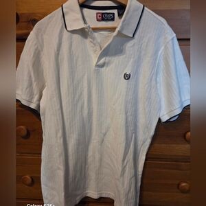 Vintage CHAPS RL Polo White Blue Piping